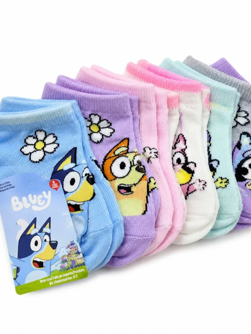 Bluey & Friends Toddler Ankle Socks 6 Pairs Size 4-7 Bluey Bingo Muffin New